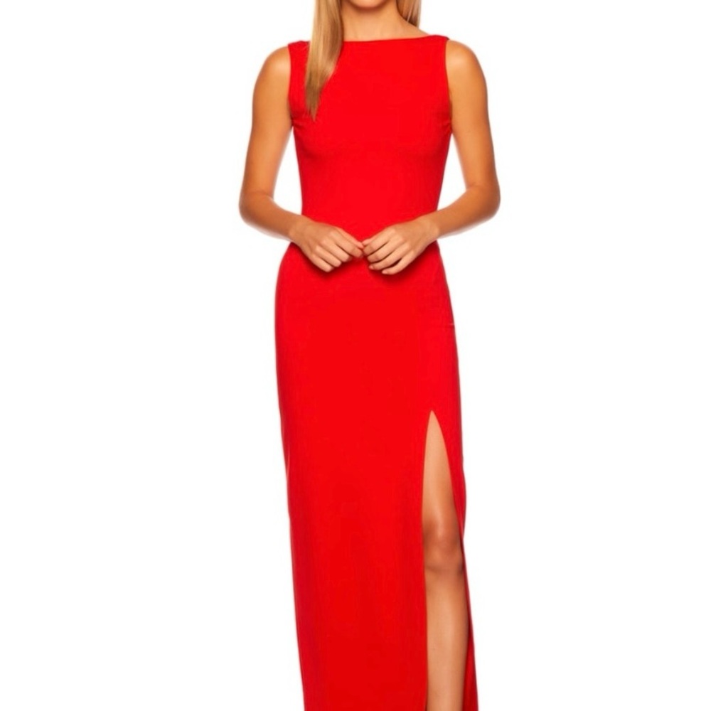 NWT SUSANA MONACO High Slit Low Back Maxi Dress w/Bodysuit in Red, Size Medium - Picture 3 of 6
